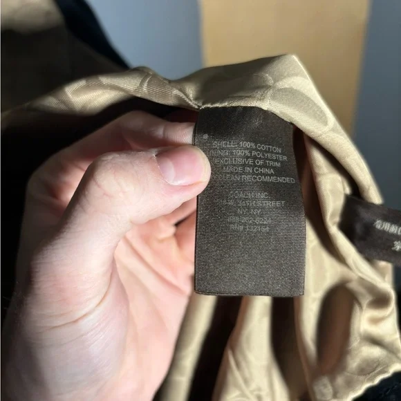 Coach Black Walking Trench Coat Jacket Logo Lining Size Medium - Picture 4 of 7